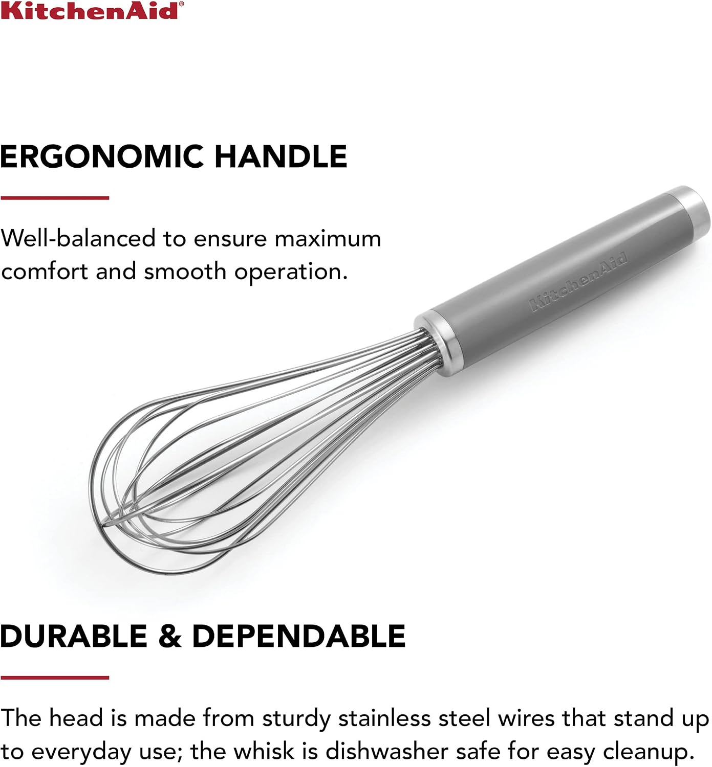 KitchenAid Classic Utility Whisk, 10.5-Inch, Gray image 3
