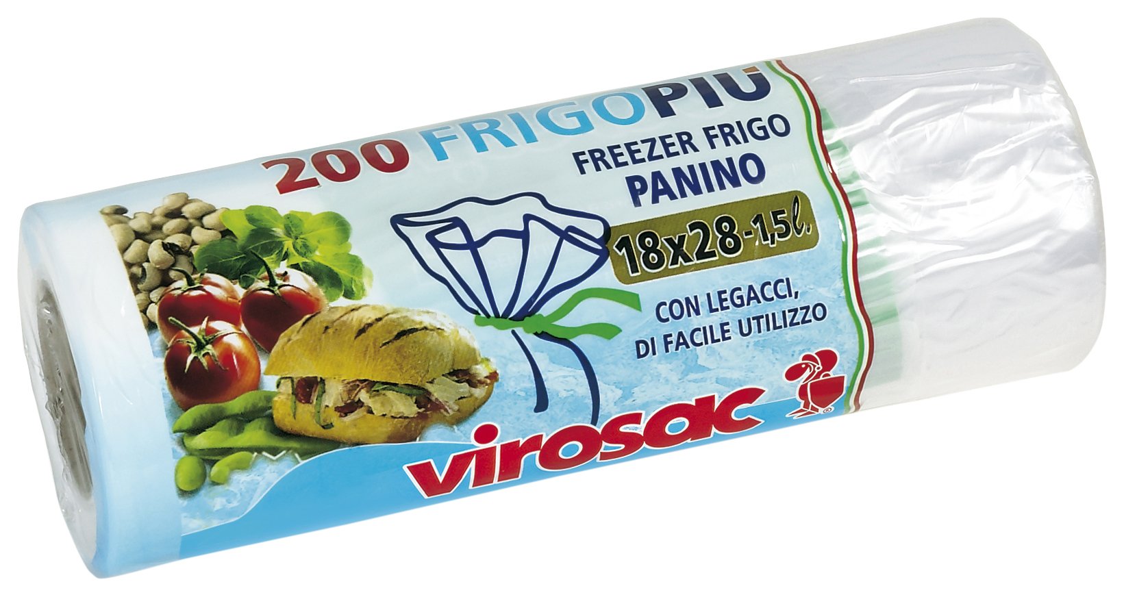 Virosac Transparent Fridge Freezer Bags, 18 X 28 Cm, 200 White Disposable Plastic Bags With Zipper Closure, 2L Capacity, Bpa Free, Freezer Safe, Leak Resistant