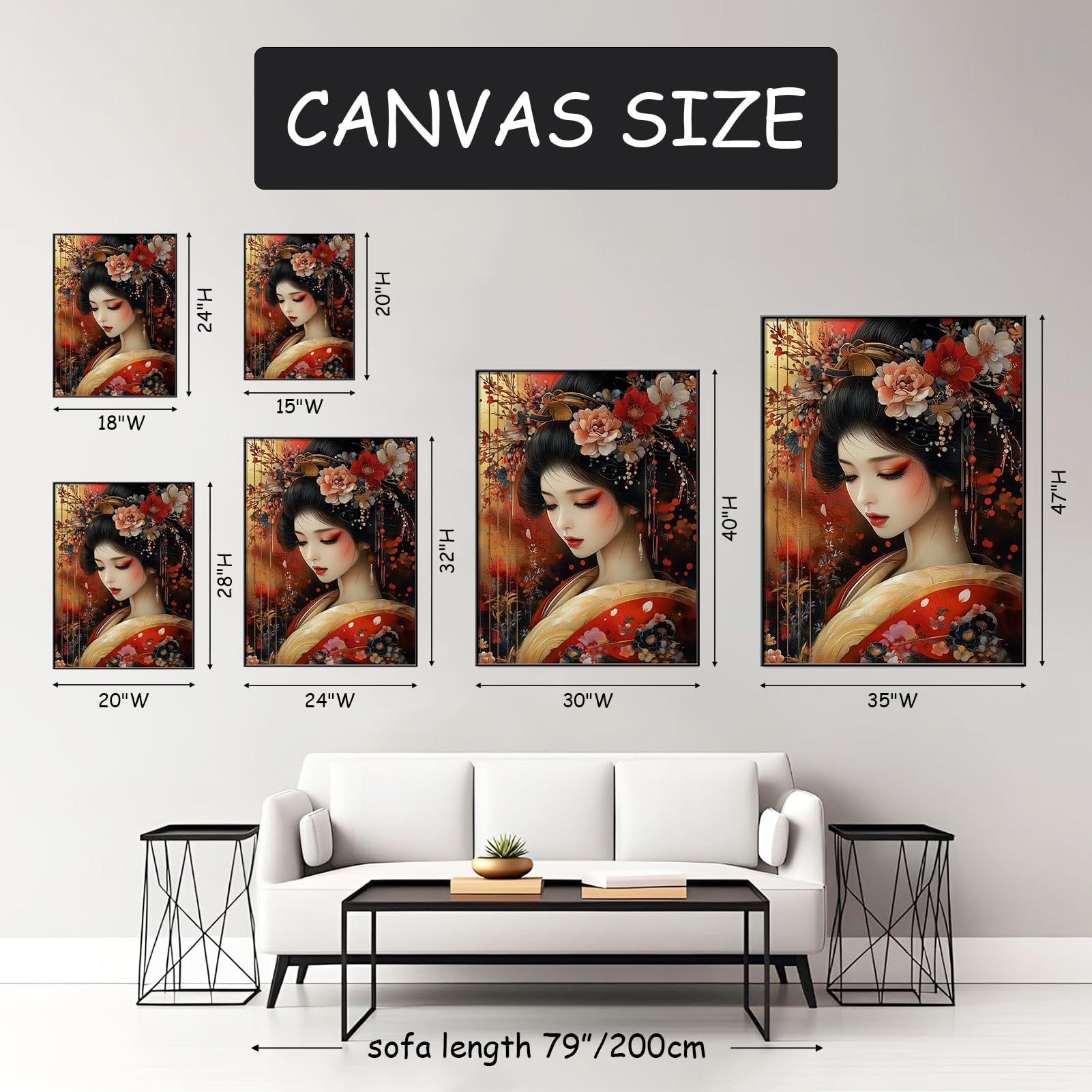 Amazon.com: Japanese Geisha Canvas Wall Art, Geisha Girl Canvas