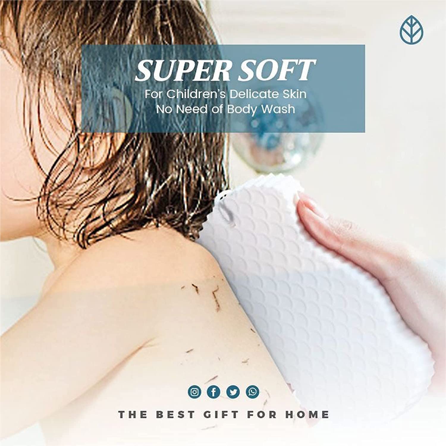 Ultra Soft Bath Body Shower Sponge,Super Morbida spugna esfoliante per il bagno, spugna esfoliante ultra morbida, per donne, uomini, bambini, grigio, 14 x 7 cm