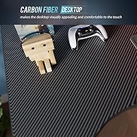 Vista 29 de PayLessHere Mesa de juego de 39 pulgadas Azul Escritorio para computadora en forma de Z con marco de acero, gancho para auriculares, pies