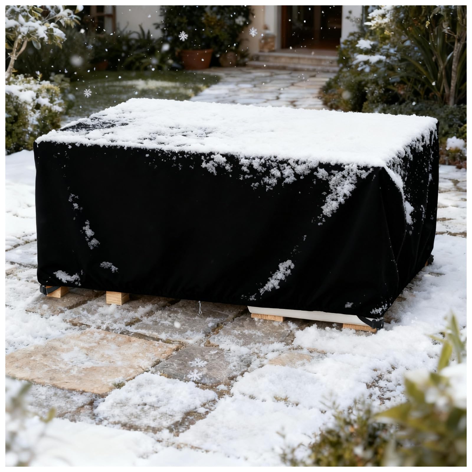 Copertura Divano Esterno Impermeabile, 290x110x60cm/LxWxH Coperture Per Mobili Da Giardino, Telo Copritavolo da Esterno Impermeabile Tavoli e Sedie da Cortile Raggi UV Resistente allo Strappo