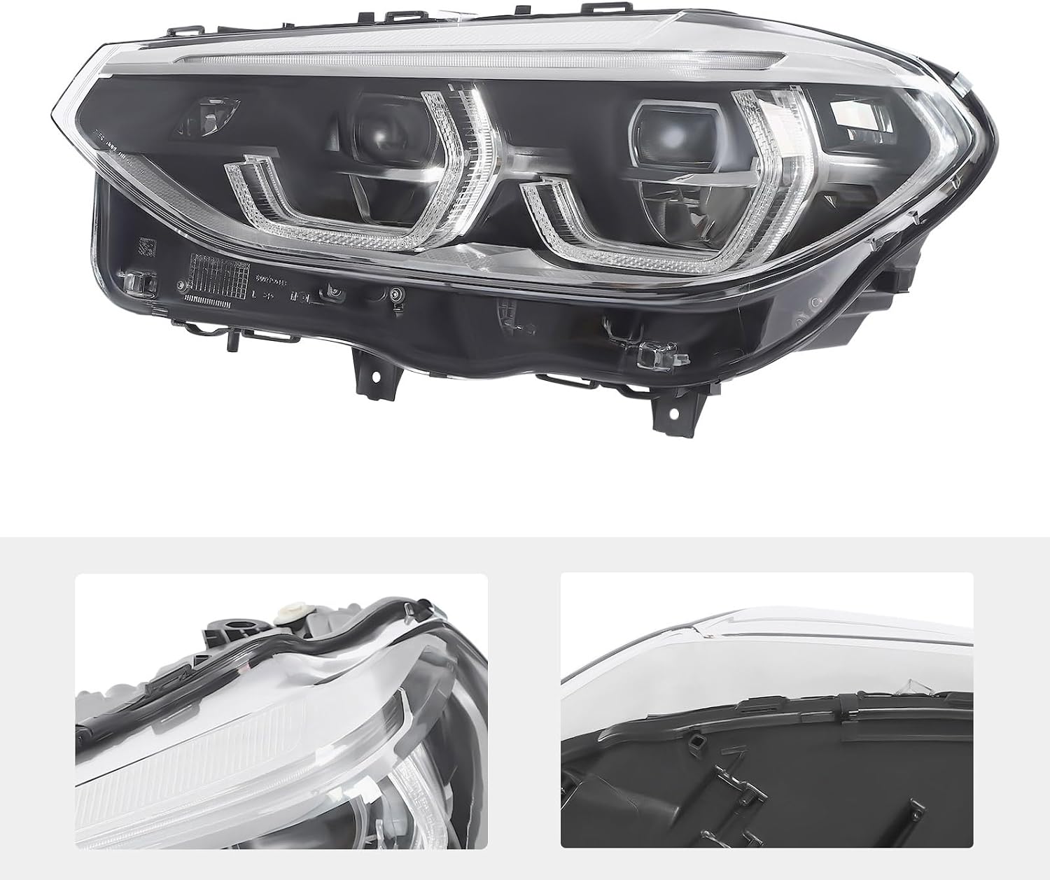 Left LED Headlight Assembly for 2018-2021 BMW X3 X4 G01 G02 G08 (w/AFS) Driver Side Headlamp with DRL, OEM 8739653 8739657 7466115, Direct Replacement