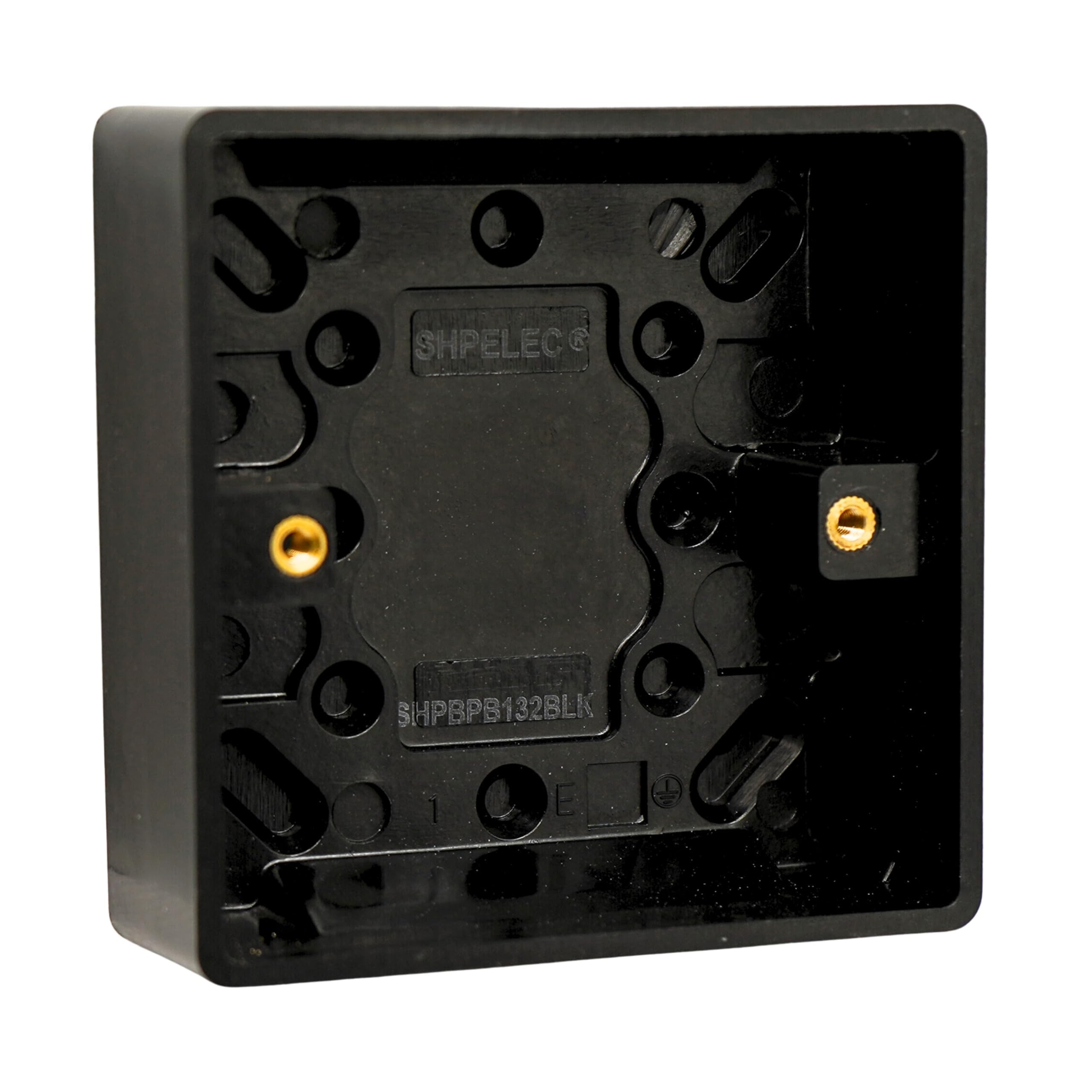 SHPELEC Matt Black Screwless Metal Plate Switches & Sockets Range 4mm Slim Profile – Plug Sockets, Light Switches, Fused Spurs, USB A&A/A&C Options (1 Gang 25mm Pattress Box, 1 PACK)