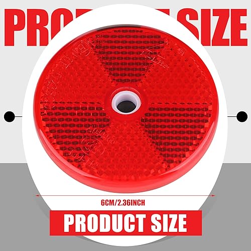 Miniatura 4 de Kingdder Reflector redondo frontal para postes de puerta de entrada, remolques, reflectores de seguridad con agujeros de montaje centrales,