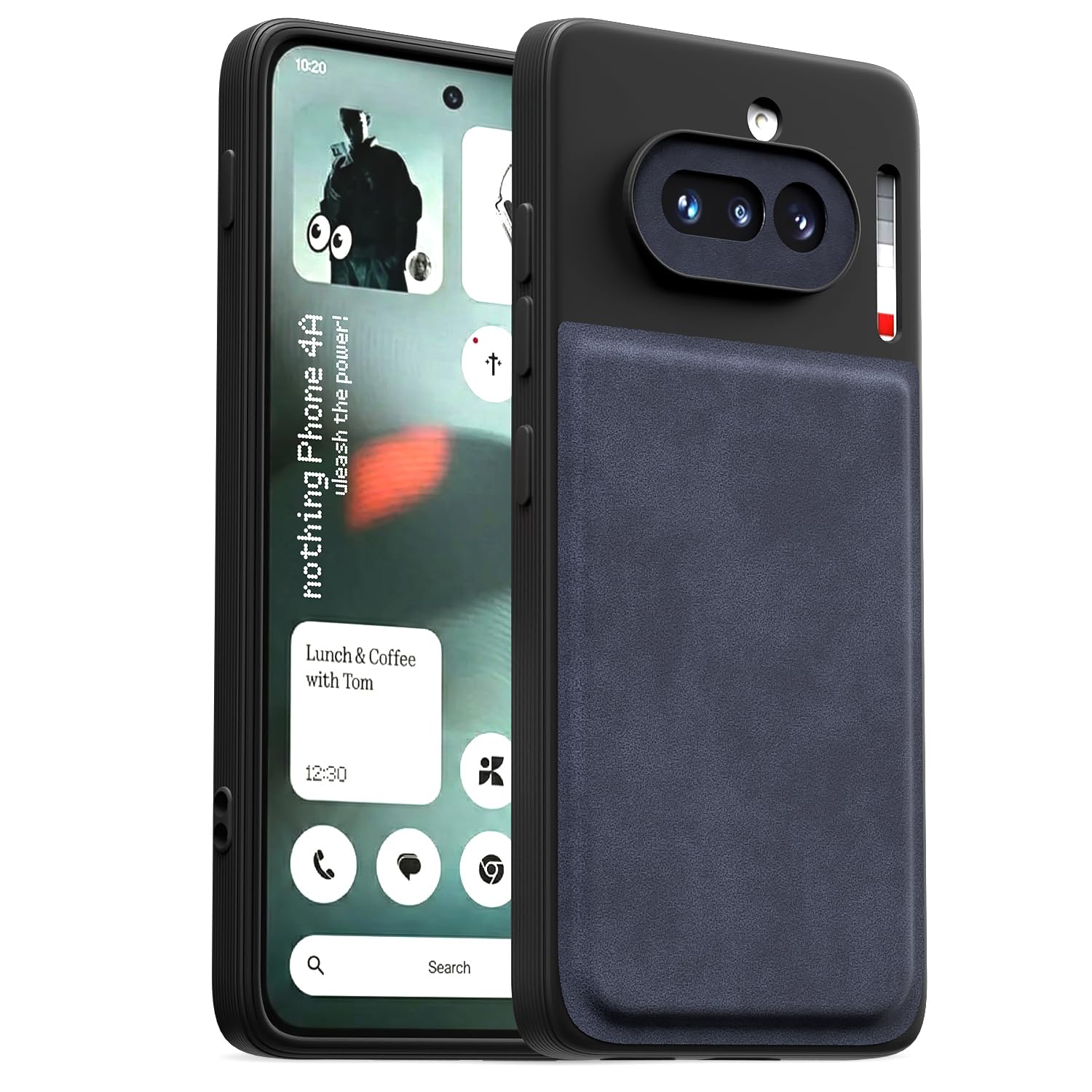Amazon Basics Back Cover for Nothing Phone 4a 5G | Premium PU Leather | Soft Touch Finish | Full Camera Protection | Raised Edge Bumper Case (Blue)