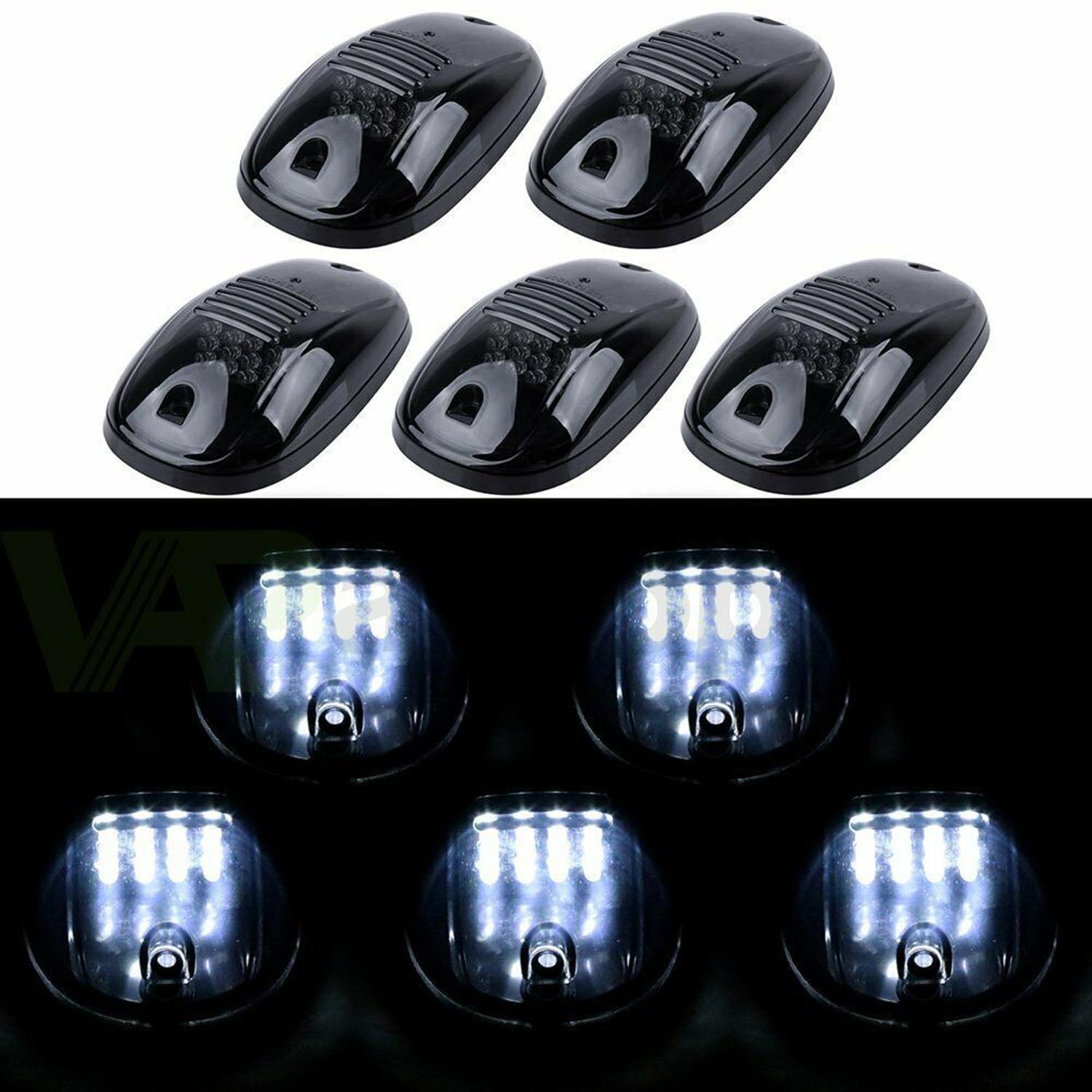 Riloer Luci per tetto cabina fumè, 5PCS LED Luci per tetto bianche Luci ingombro led 12V 24V Lampada Piranha per auto Rimorchi Camion