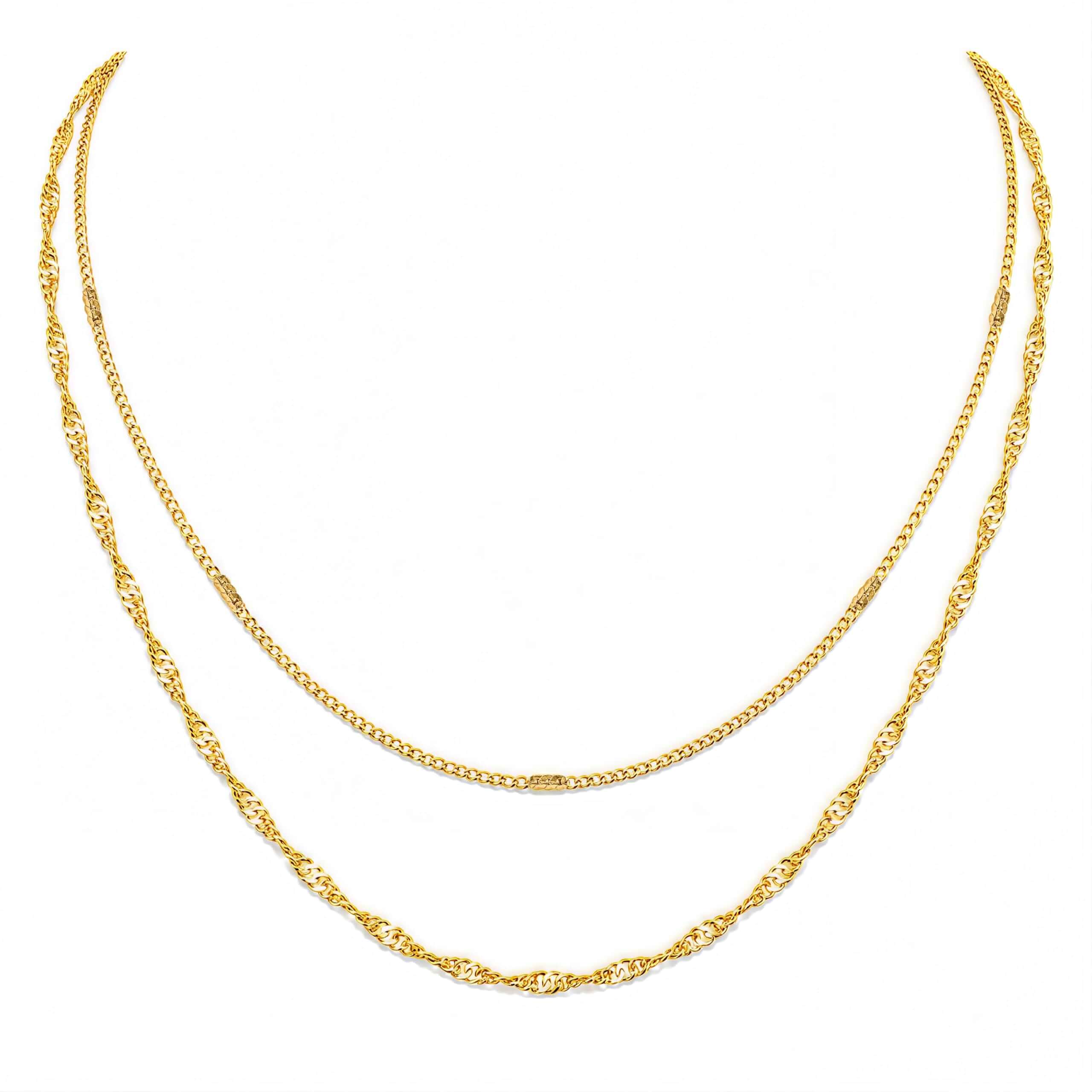 LemonRose Layered Gold Necklaces for Women, 14K Dainty Gold Necklace Stack Stainless Steel Material, 15.7 and 17.7 Inch Chains, Tarnish Resistant, Trendy Jewelry Gifts, Everyday Outfit Wear
