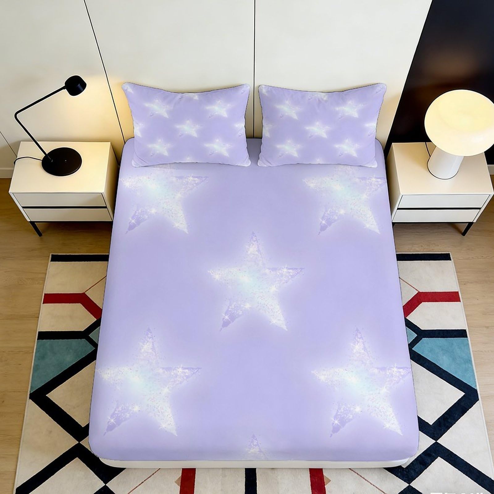 Kzqjxnhpcr Style-1 3D Printed Nebula Soft Fitted Sheet Microfiber Deep Pocket Non-Slip Bedroom Bedding Nebula Mattress Fitted Cover Washable For All Ages 90X200x25cm 90X200x25cm