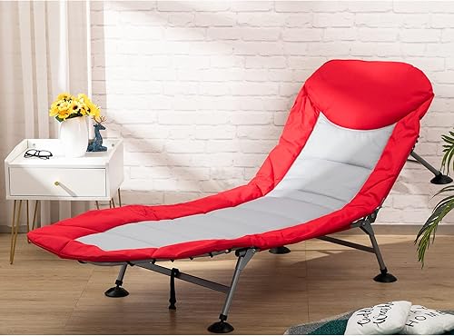 Miniatura 7 de AbocoFur Catre de camping portátil plegable para adultos de 500 libras, cama de dormir ajustable con marco de acero fuerte y tela Oxford 600D,