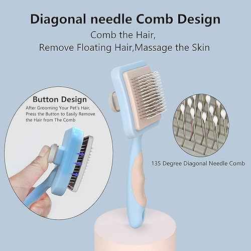 Miniatura 2 de Kit de 4 cepillos de aseo para gatos y perros, cepillo deslizante autolimpiante para desprendimiento, cepillo de baño de patas para ducha, cepillo