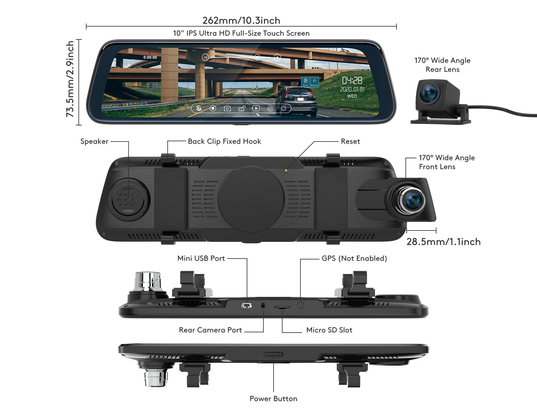 Amazon.co.jp: 【ThiEYE】Dual Lens Mirror Dash Cam CarView2 : 車 
