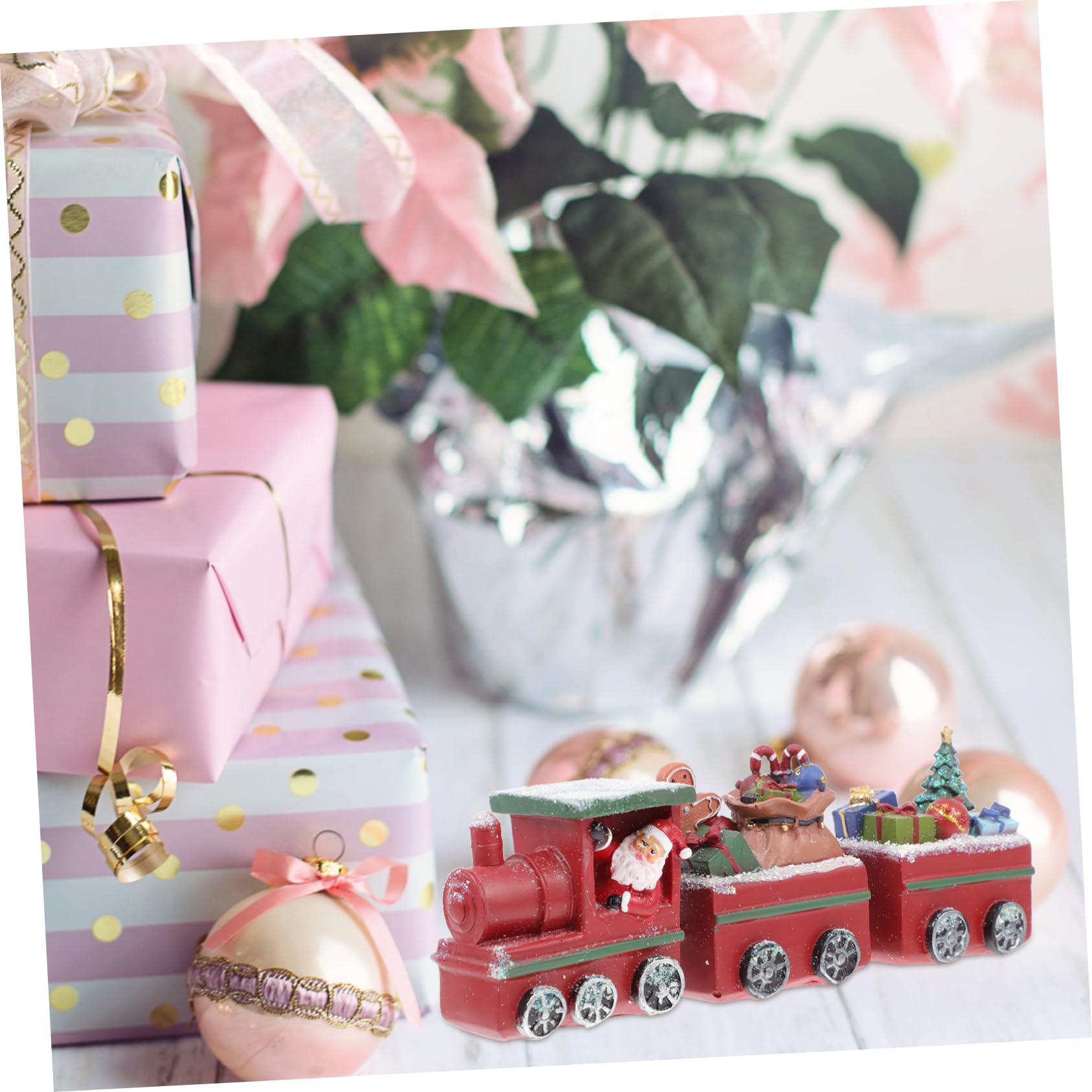 Cabilock 1pezzi Trenino Artigianale in Resina Ornamento Natalizio Decorazione per Ragazza Decorazioni da Tavolo per Feste di Natale