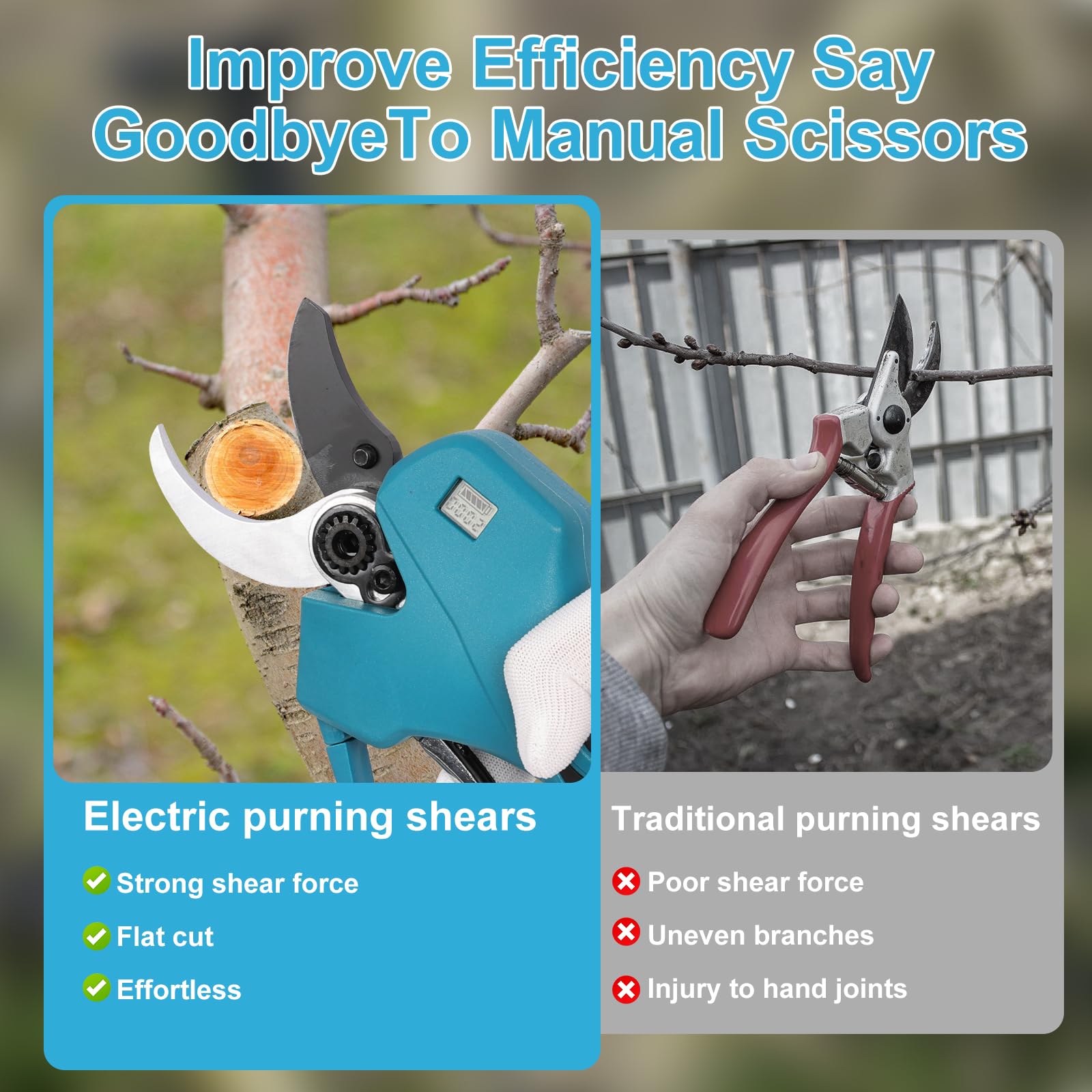 Tijeras de Podar Electricas 50mm: Tijeras de Podar Bateria Con pantalla, 2 baterías de 2000mAh, 2 cuchillas SK5, 3 Tamaños de Apertura (20/30/50mm) Para Huertos, Jardines y Granjas