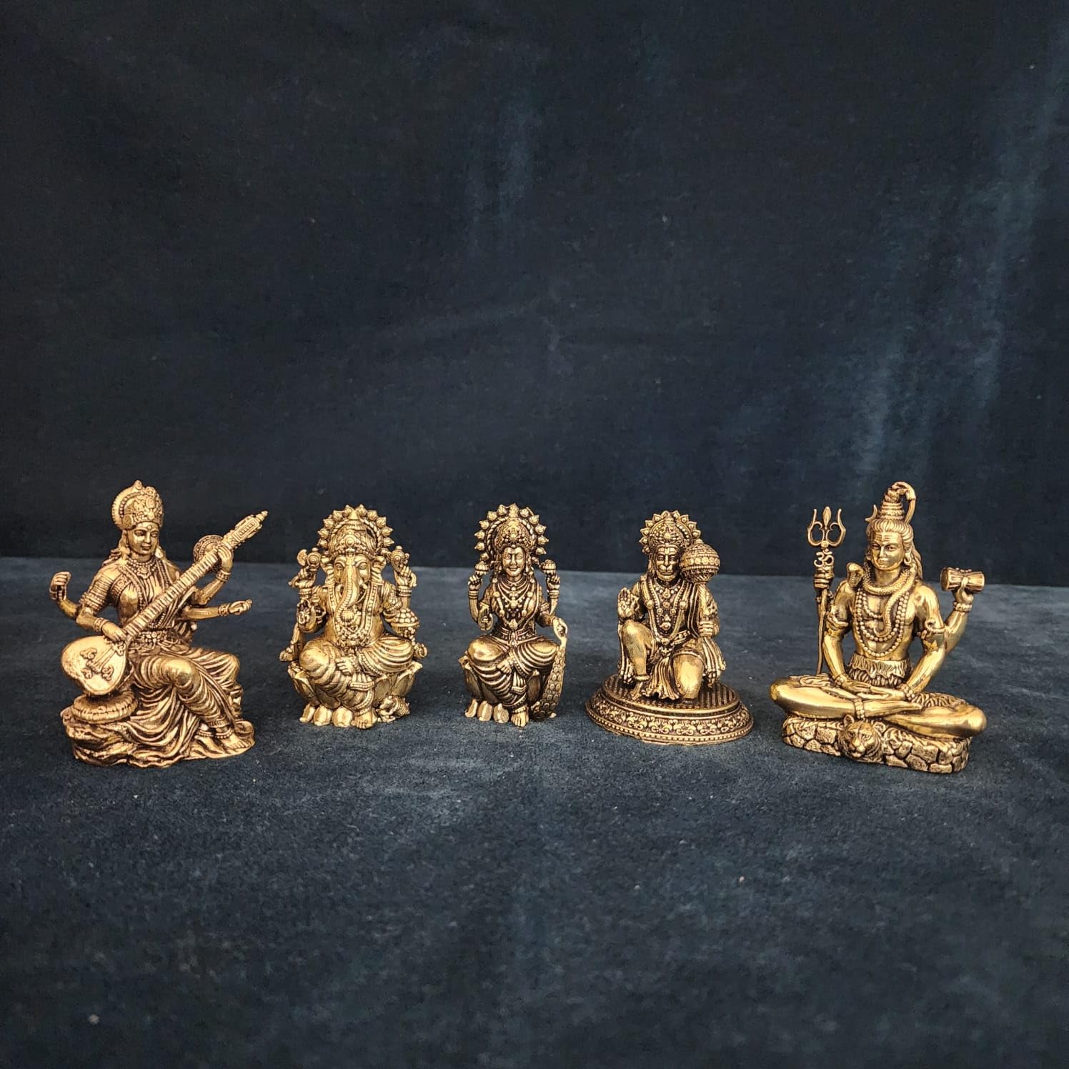 Spiritualityarts Hindu Goddess Statue | 2.5 Inch | Ganesh laxmi Saraswati Hanuman Shiva Idol | one Set of Five god Goddess Figurine for Small Home