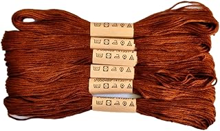 Trucraft Hilo de punto de cruz para bordar, hilo de color seguro, paquete de 6 madejas, marrón cálido