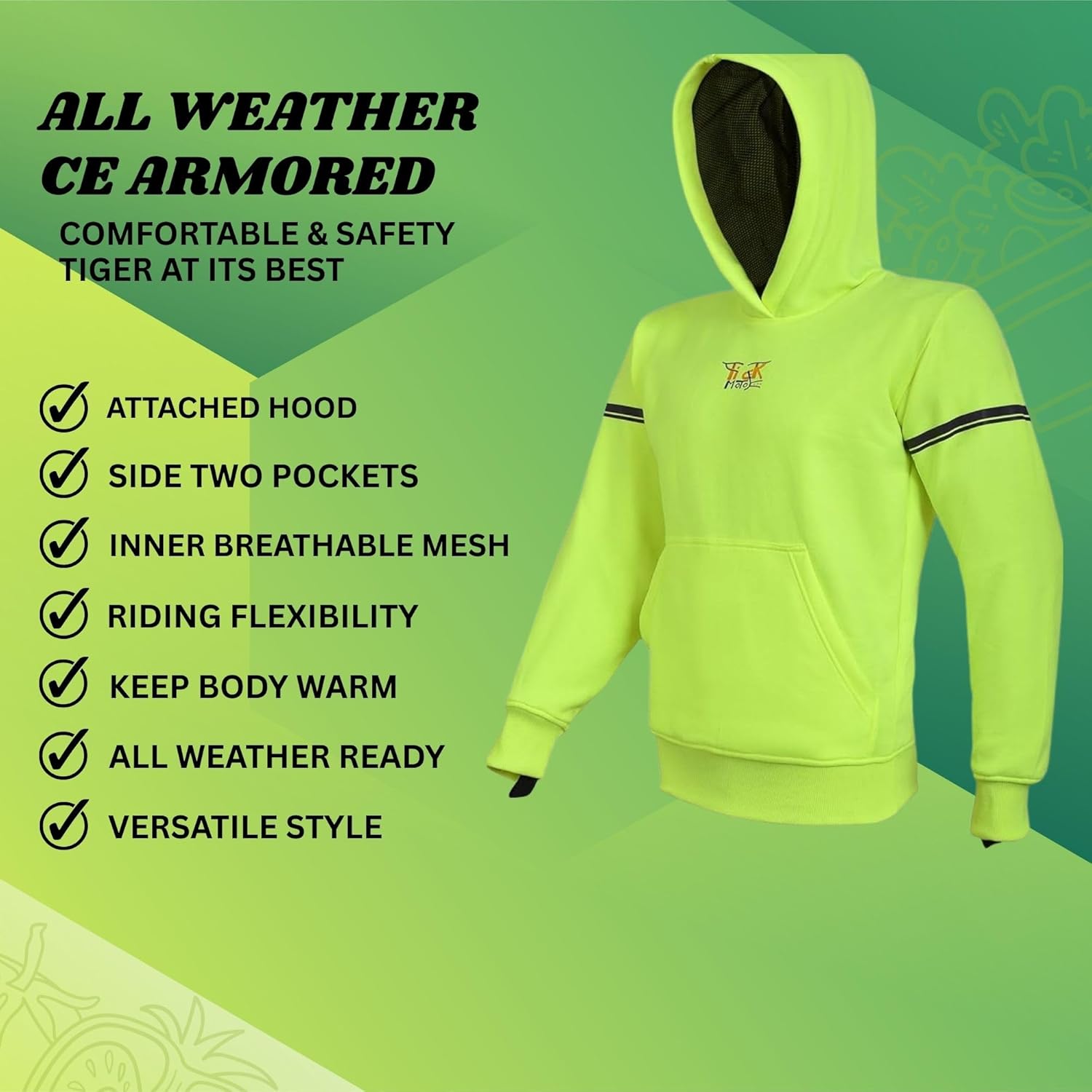 Motorcycle Armored Hoodie for Men & Women, CE-Approved Powersports protective jackets For Bikers