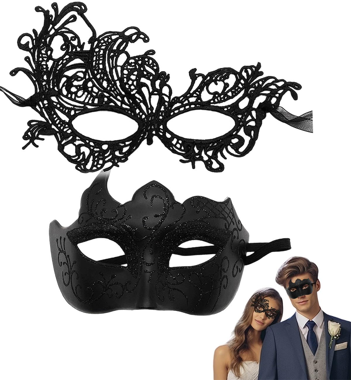 SHIFANQI Masquerade Mask for Men Women Masquerade Ball Masks for Couples Halloween Costumes Lace Eye Mask for Venetian Party Prom