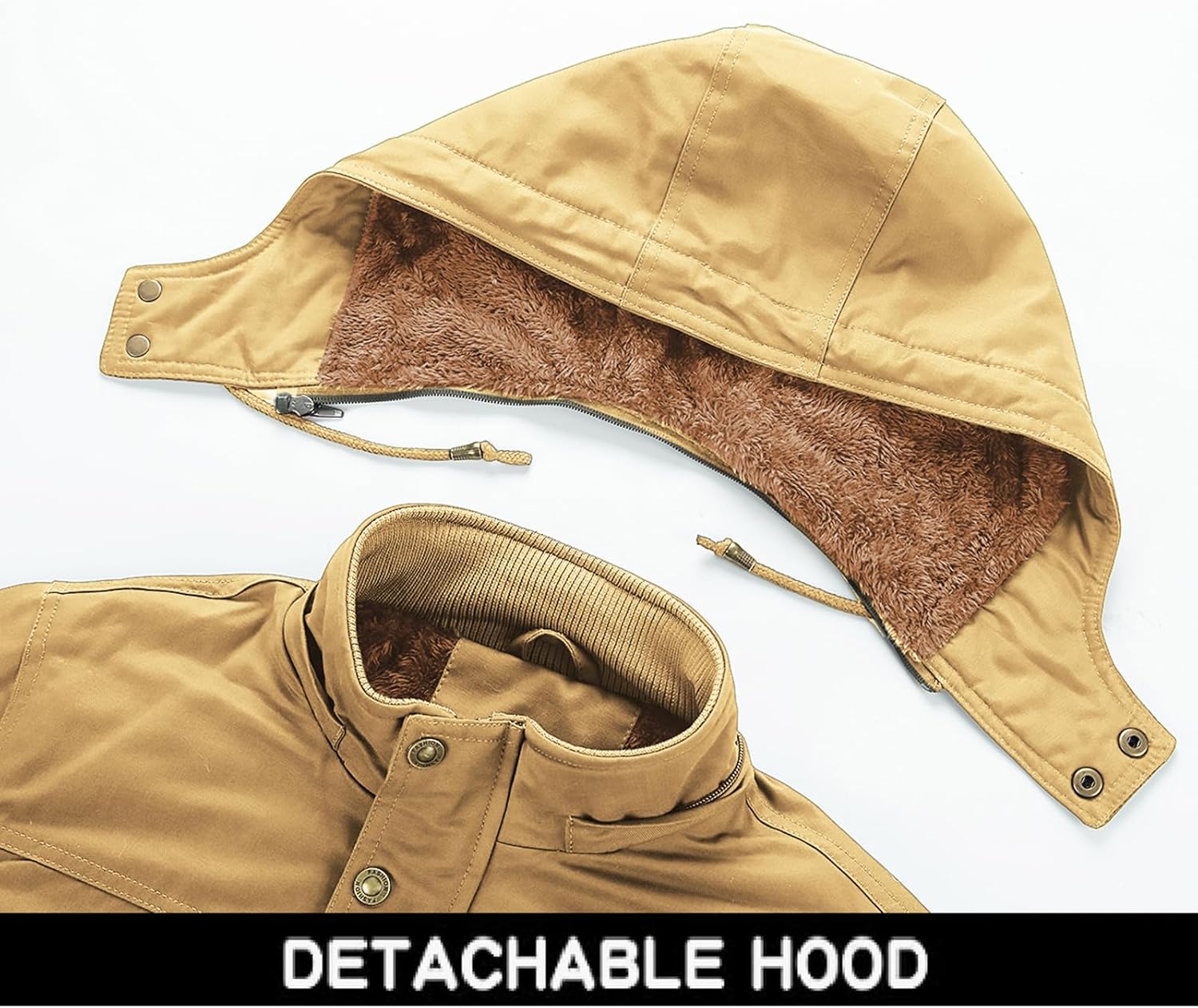 INVACHI Men's Winter Jacket Warm Cotton Military Jackets Fleece Lined Thick Work Cargo Coats with Hooded - Image 7