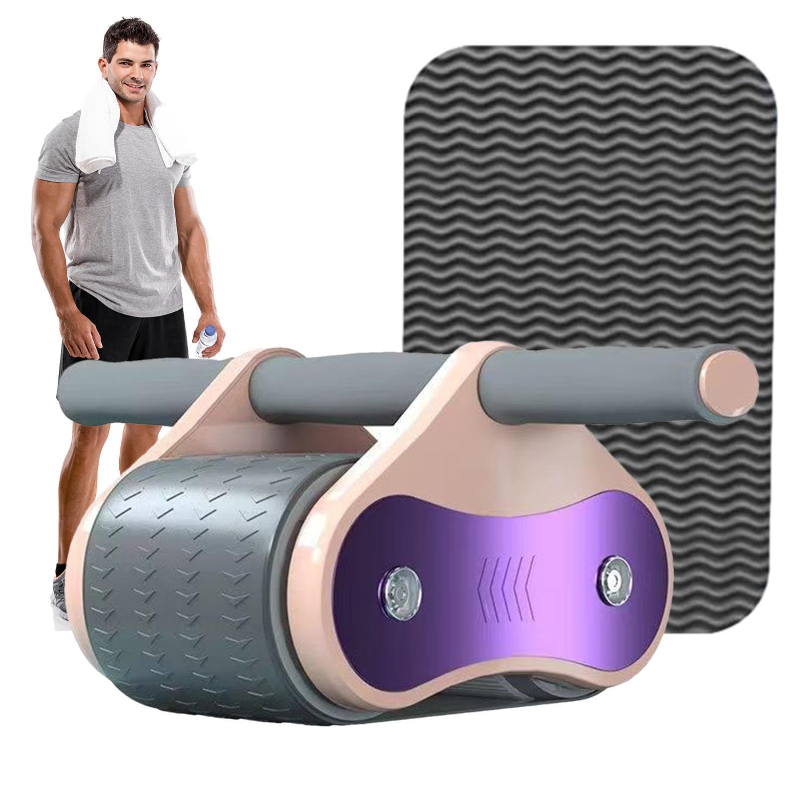 Equipo de entrenamiento de rodillos abdominales, rueda de rodillos de ejercicio abdominal | Equipo de ejercicio para entrenador abdominal de doble rueda | Mango desmontable, entrenador de fuerza