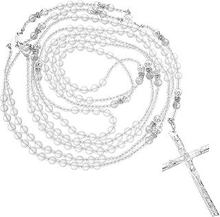 Nosiny Lazo De Boda Catolica Wedding Lasso Handcrafted Recuerdos De Boda Crystal Wedding Rosary Lasso for Ceremony(Silver)
