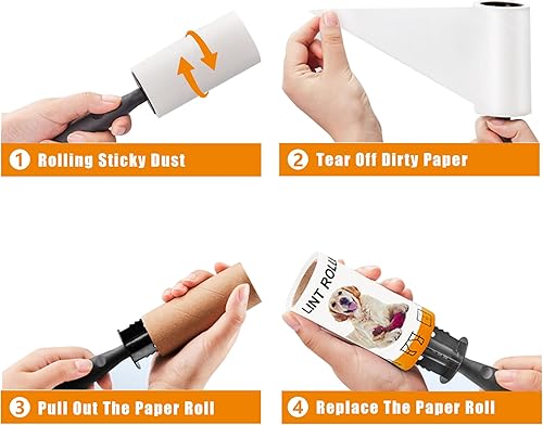 Miniatura 4 de Rodillos de pelusa de 1080 hojas, rodillos de pelusa para pelo de mascotas, adhesivos, removedor de pelo para sofá, ropa, muebles y alfombras,