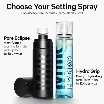 Milk Makeup Hydro Grip Set + Refresh Spray with Regular & Mini Sets Makeup + Hydrates Skin for Up to 12 Hours Long-Lasting Alcohol-Free Facial Mist for Dewy, Radiant Skin