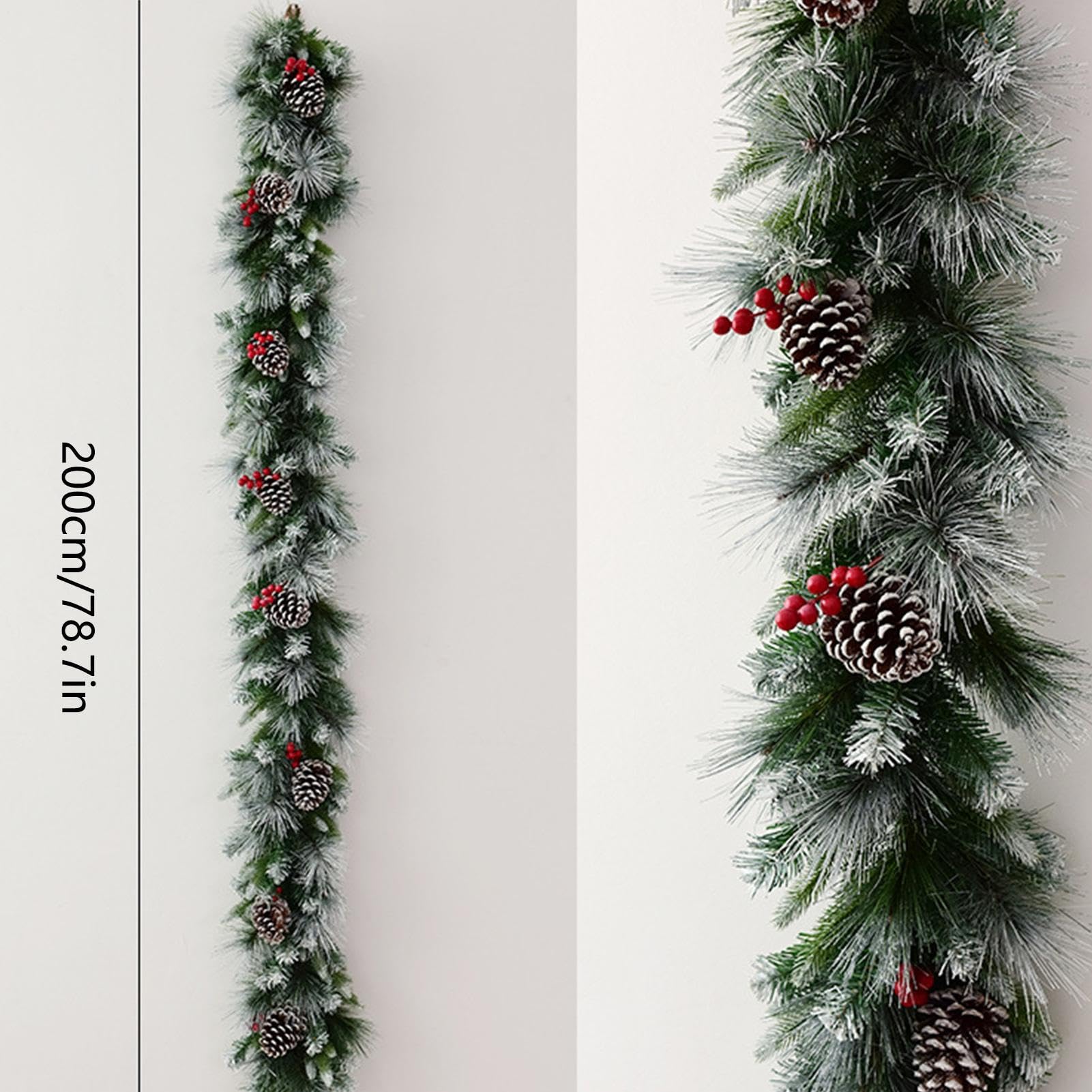 Christmastürkranz Für Kamin Realistische Rote Beeren Deko | Tannengirlande Natürlich Für Kaminsims Hochzeit Haustür Winterfest Treppengeländer Esstisch