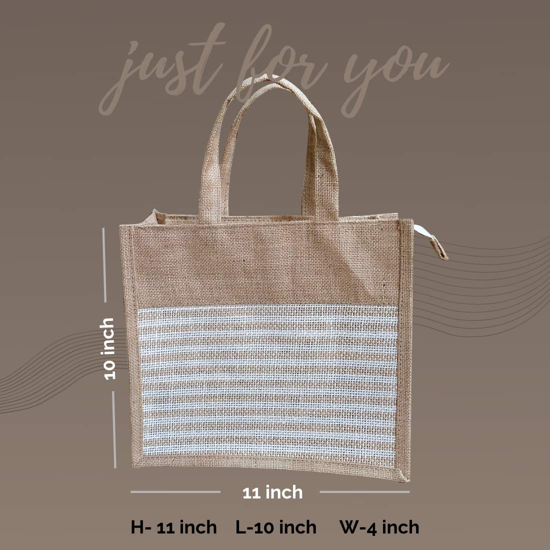 A&A Bags Stylist Jute Biodegradable Lunch Bag (Beige) 1