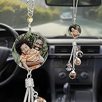 Vista 25 de Accesorios de coche colgantes de cristal con foto personalizada para mujeres y hombres, imágenes personalizadas para espejo retrovisor