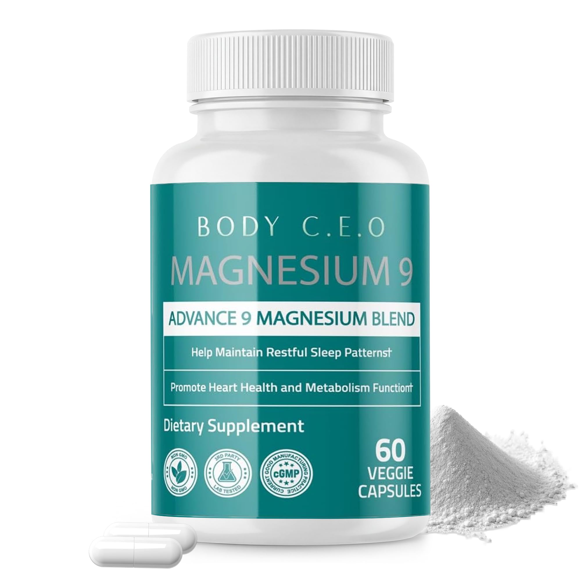 Body C.E.O. 9 in 1 Magnesium Complex 1498mg for Sleep & Calm, 60 Capsules