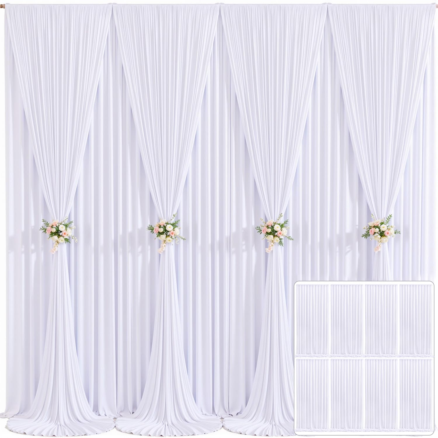 10x10 Champagne Backdrop Curtain for Parties Wedding Baby Shower Wrinkle Free Photo Curtains Backdrop Drapes Fabric Decoration for Bridal Shower 5ft x 10ft,2 Panels — view 33