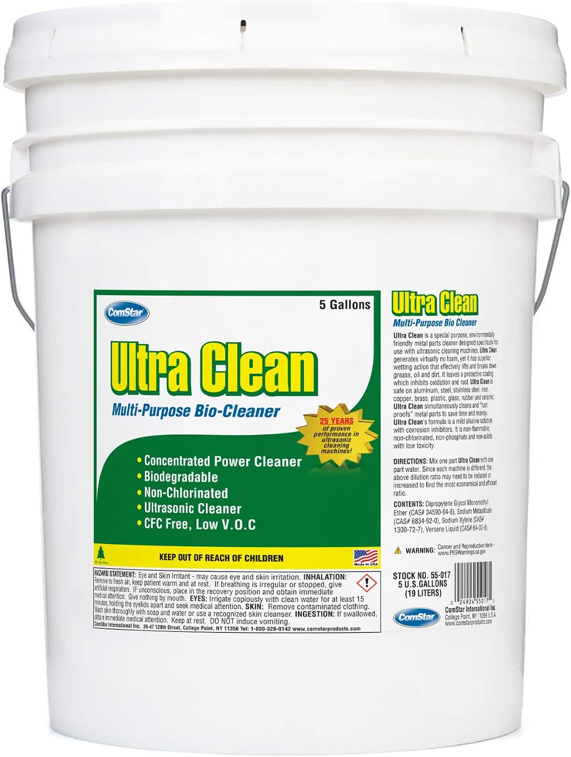Ultra Clean, 5 Gallons, Heavy-Duty Ultrasonic Machine Parts Cleaner, Non-Flammable, Corrosion Inhibitor, Rust Protection, Safe for Metal, Plastic & Glass (55-017)