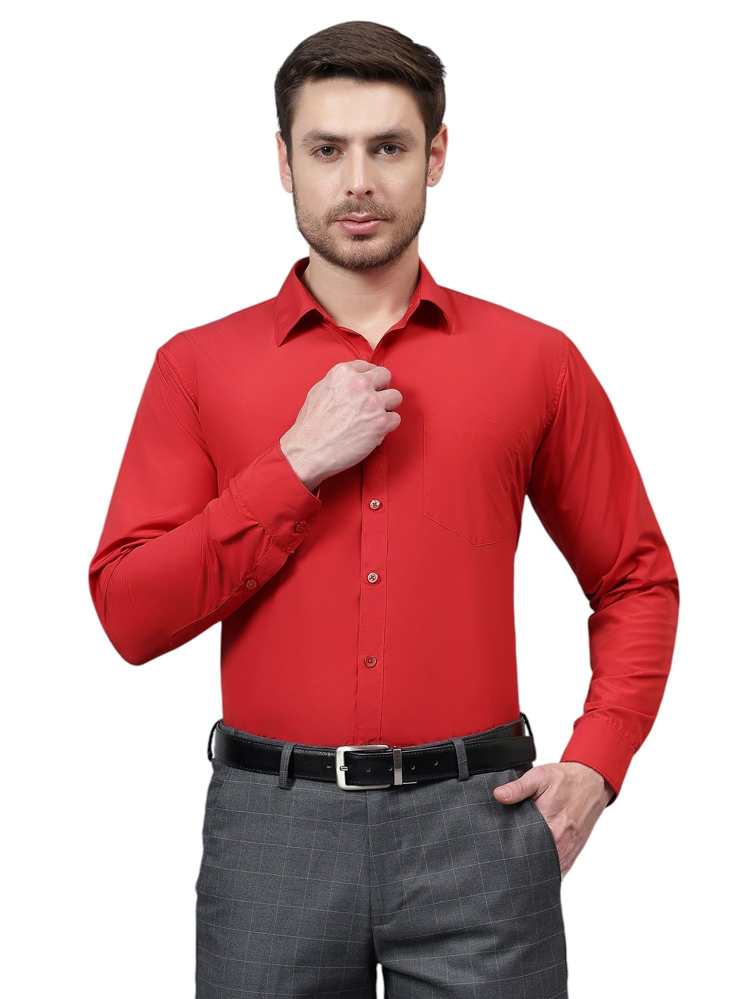 swaz Men's Slim Fit Solid Pollycotton Formal Shirt | Plain | Full Sleeve - Slim Fit |Spread Collar |Western |Workwear Shirts for Men-picture-34