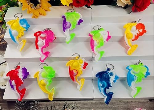 Miniatura 2 de Paquete de 10 llaveros pequeños con diseño de delfín a granel, suministros para fiestas de cumpleaños, premio estudiantil de verano