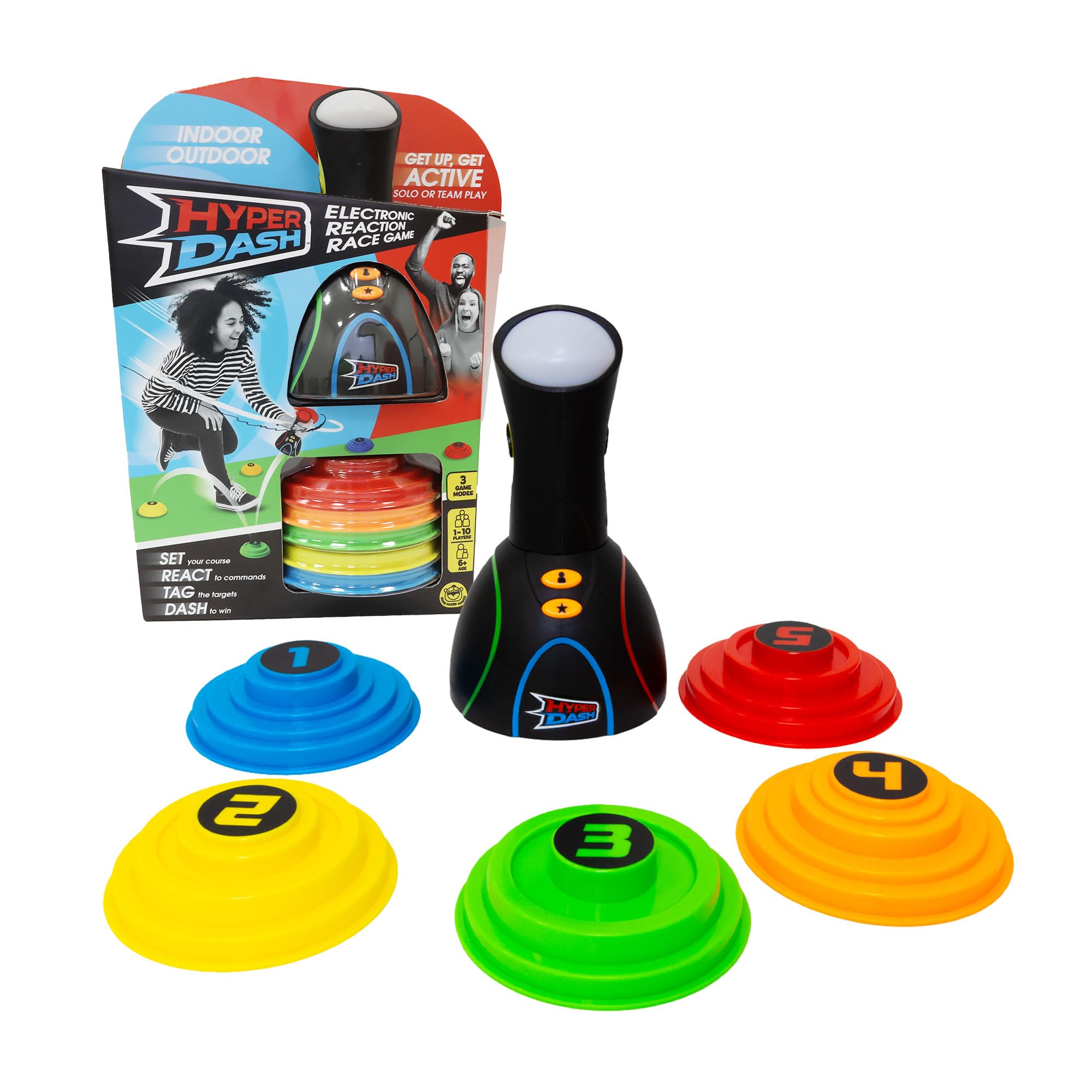 Famosa Hyper Dash Speed and Agility Game for 1 to 10 Players, Includes 3 Modes, Coloured Signals and Customizable Paths for Indoor and Outdoor Use (HYP01000)