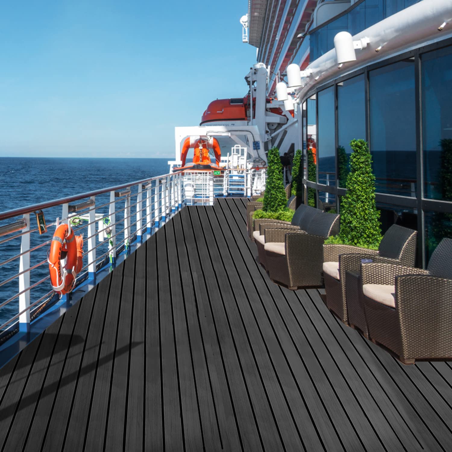 240x90cm Eva Schaum Boot Bodenbelag Matte, Deck Bodenbelag Matte, Selbstklebend Deckteppich Meeresboden, Nicht -Skateboard, für Boot, Boden, Surfen, Yachten (Dunkelgrau)