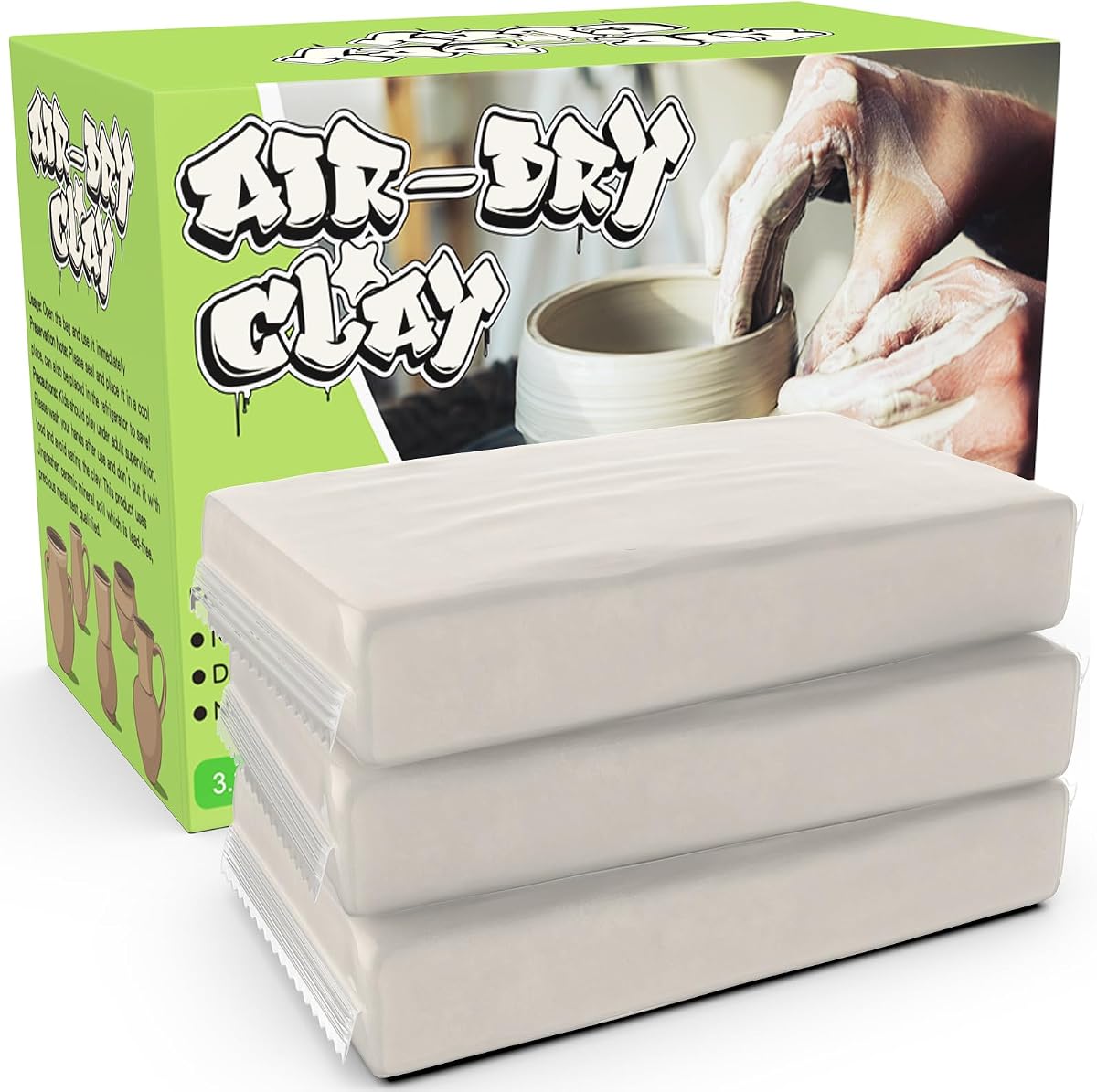 Aujazyble Premium Air Dry Clay for Kids - 3.3lbs Natural White Modeling Pottery Clay for Wheel, Arts & Crafts Supplies for School Classrooms, Craft Gifts for Kids Beginners and Advanced Sculptors
