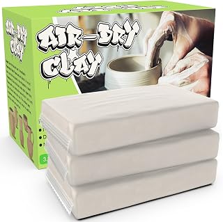Aujazyble Premium Air Dry Clay for Kids - 3.3lbs Natural White Kaolin Pottery Clay for Wheels, Crafts & Classrooms, No Cracking