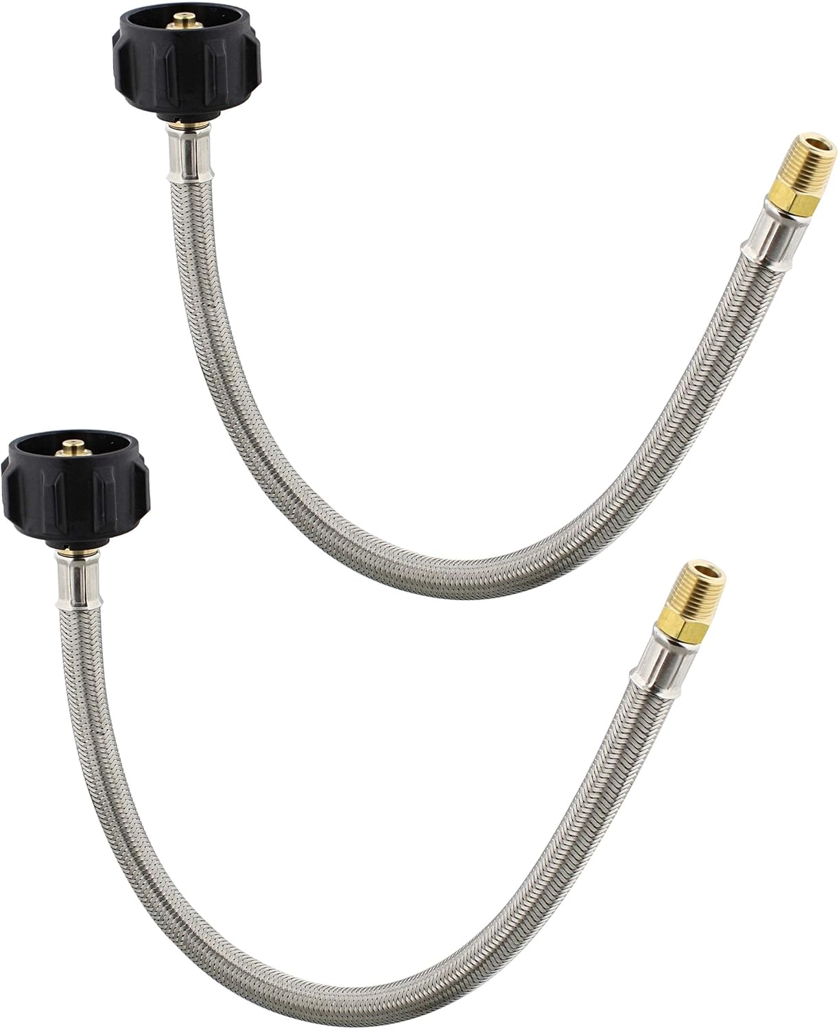 Dumble Low Pressure Regulator Hose, 15in Steel, 2pk - Pigtail Propane Hose for LP Gas Low PSI Regulator Pipe, RV Lines