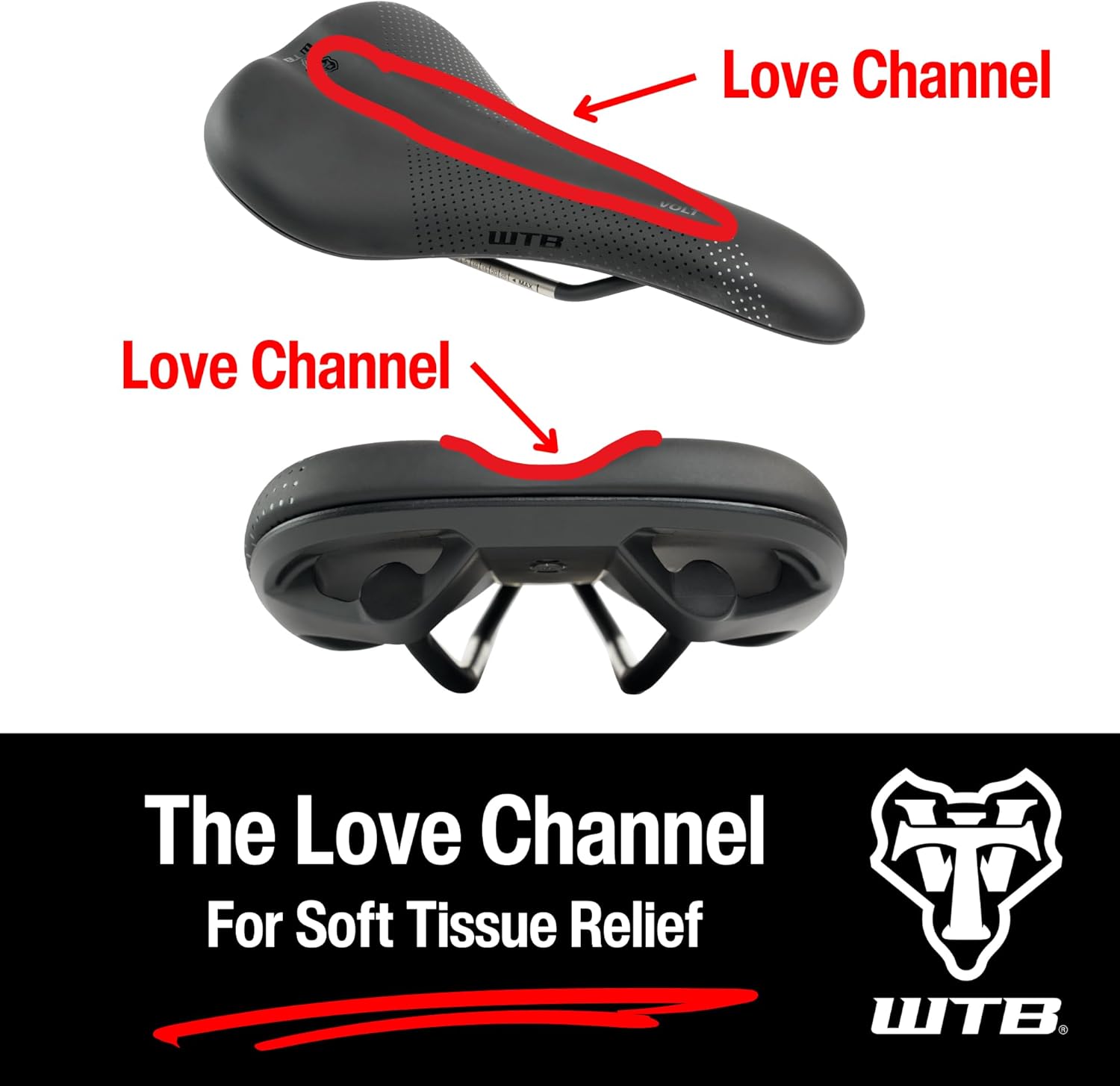 WTB Volt Mountain Bike Seat (Saddle) Medium Thickness Padding - Fusion Form Base - Speed & Comfort (3 Rail Options)