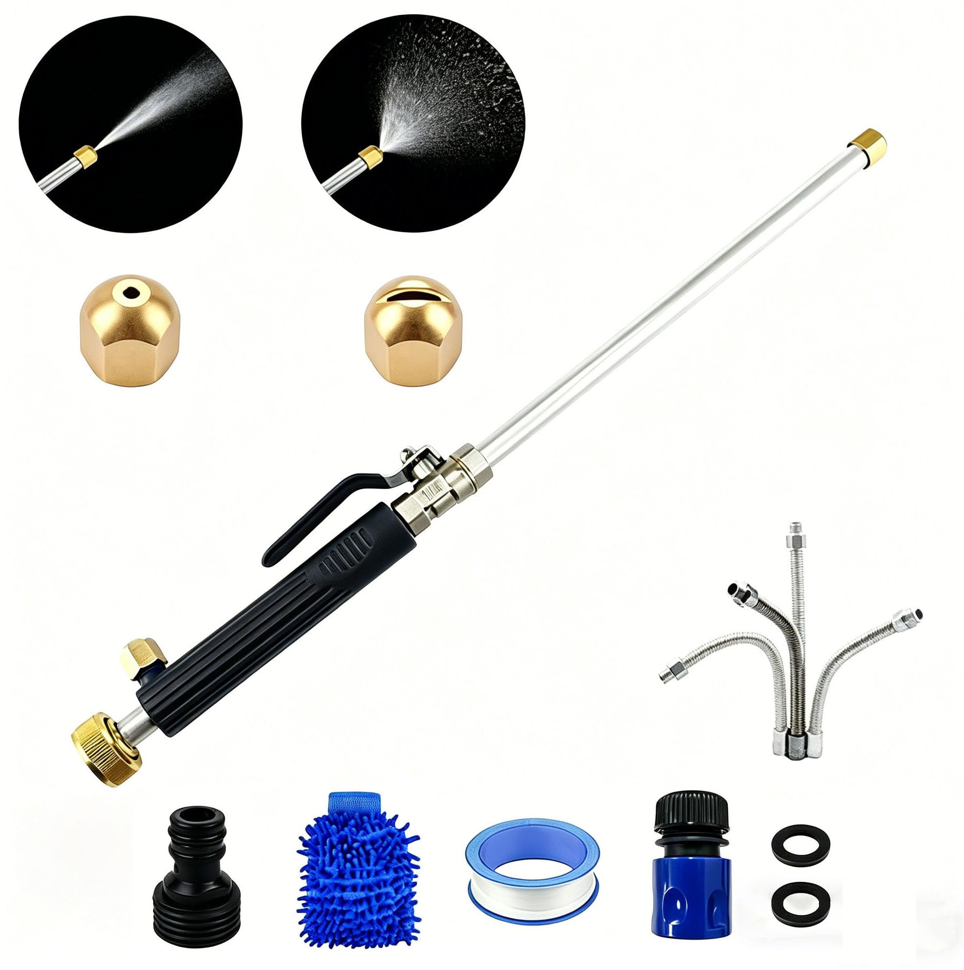 Jethose Pressure Washer, High Pressure Washer Wand for Garden Hose with 2 Spray Nozzles and Quick Connectors, Multipurpose Cleaning Tool for Home, Car, Patio and Garden (Blue) — view 10