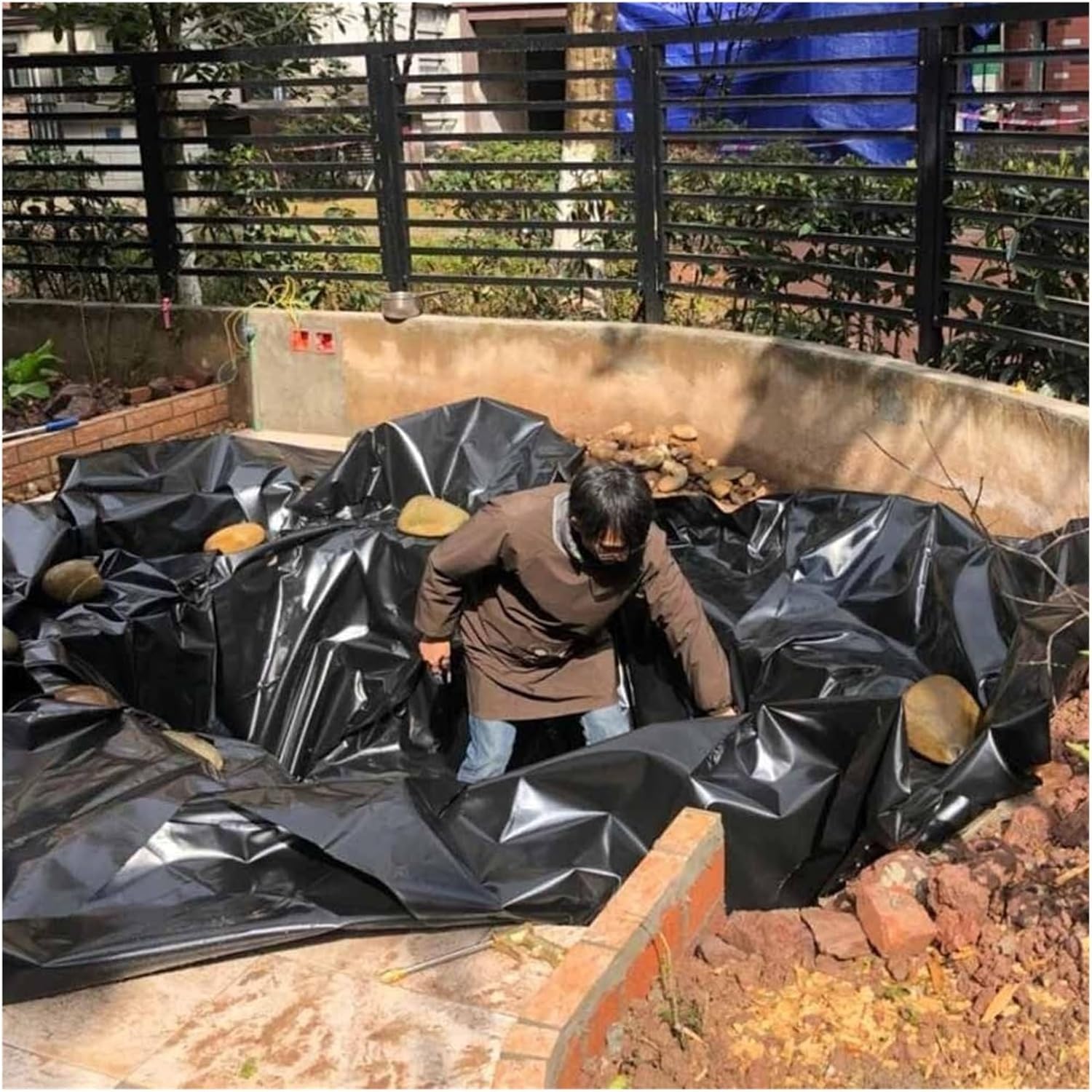 Pond Tarpaulin Fish Pond Liner Waterproof and Tear-Resistant for Water Garden Fountain Waterfall Reservoir Pond Construction (Size : 7x10m)