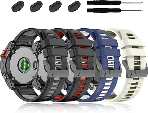 Correa de reloj Quickfit Fenix 7X 6X Pro 5X Plus de 1.024 in, correa de silicona suave para GARMIN Enduro 2Descent MK2i MK3i 2.008 inTactix 7ProEpix