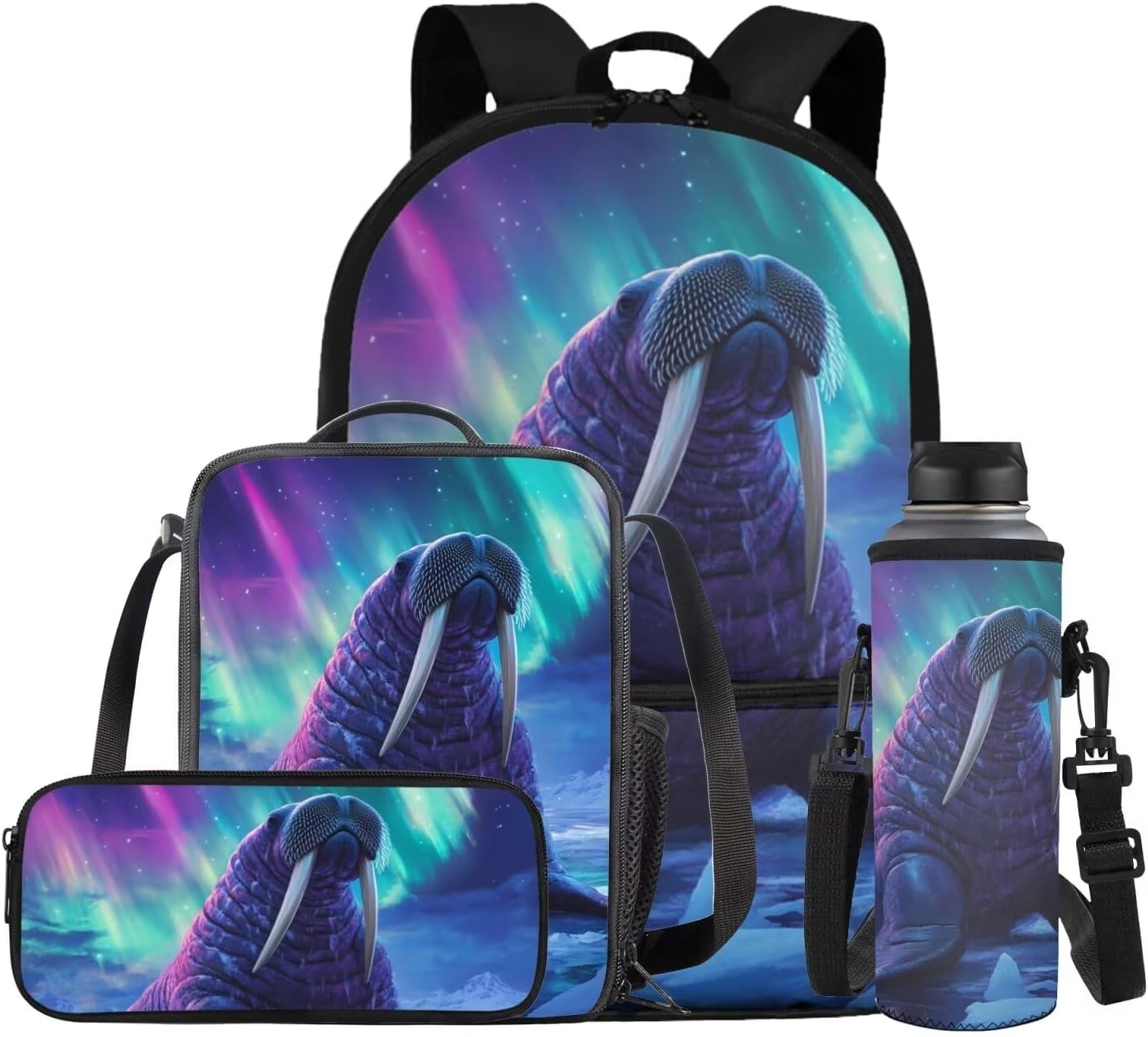 COEQINE Ocean Turtle Backpack And Lunch Box Set for Boys Kindergarten 4Th Grade Bookbag Large Pencil Box Organizer Lightweight Water Bottle Holder Strap for Campling Travel