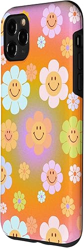 Miniatura 2 de iPhone 11 Pro Max Rainbow 70s Smile Flower Print - Funda de energía de flores de los años 70
