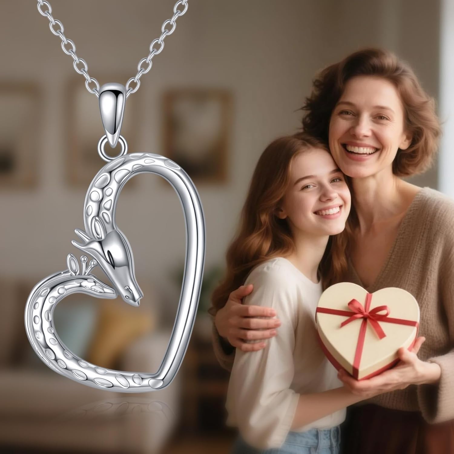 Giraffe Necklace Sterling Silver Heart Pendant Cute Animal Jewelry Gifts for Women - Image 6