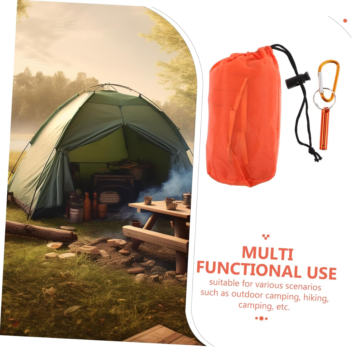 Toyvian 1set Survival Tarp Emergency Blanket Adult Sleeping Bag Portable Bag for Camping Hiking Emergency Situations