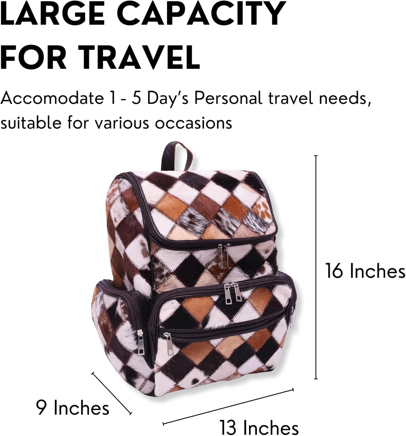 CHAYELL Cowhide Leather Backpack with Laptop Compartment - Unique Travel Backpack, Women's Diaper Bag (Brown)