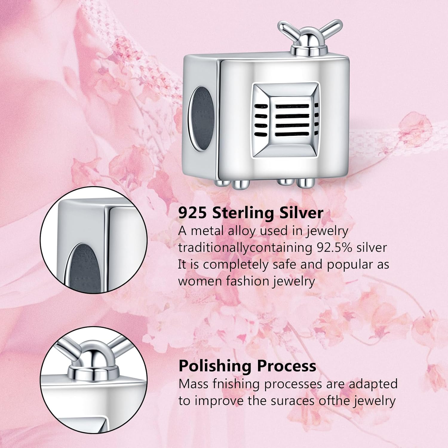 NINGAN Personalized Photo Charms 925 Sterling Silver for Bracelets Necklaces, Customized Engraved Heart Round Family Tree Dad Mom Love Bead Dangle for Women Wife - Image 4